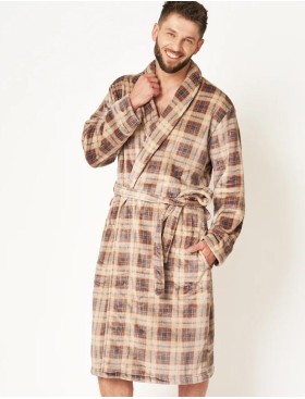 Халат мужской теплый Key MGL 402 бежевый/серый, Цвет: бежевый/серый, Размеры: XL/2XL, изображение 2