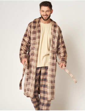 Халат мужской теплый Key MGL 402 бежевый/серый, Цвет: бежевый/серый, Размеры: XL/2XL, изображение 3