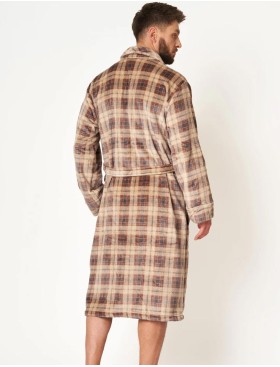 Халат мужской теплый Key MGL 402 бежевый/серый, Цвет: бежевый/серый, Размеры: XL/2XL, изображение 4