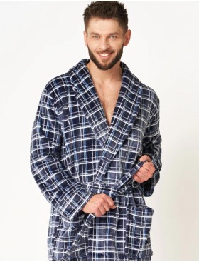 Теплый флисовый халат Key MGL 432 темно-синий, Цвет: темно-синий, Размеры: XL/2XL