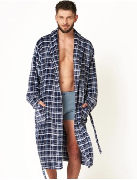 Теплый флисовый халат Key MGL 432 темно-синий, Цвет: темно-синий, Размеры: XL/2XL, изображение 2