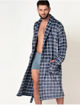 Теплый флисовый халат Key MGL 432 темно-синий, Цвет: темно-синий, Размеры: XL/2XL, изображение 4