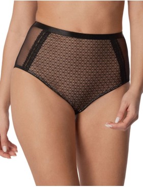 Трусы слипы высокие Mefemi RENEE Classic, Цвет: чёрно-бежевый, Размеры: S