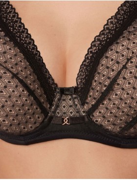Бюстгальтер с пуш-ап вкладышами Mefemi RENEE P-UP, Цвет: чёрно-бежевый, Размеры: 80C, изображение 3