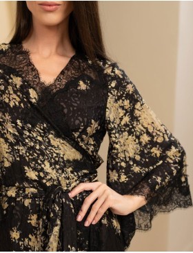 Шелковый запашной халат Mia-Amore VERSALLE 4393, Цвет: черный, Размеры: 4XL/5XL, изображение 5