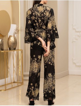 Шелковая пижама с кружевом Mia-Amore VERSALLE 4397, Цвет: черный, Размеры: 5XL, изображение 3