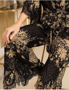 Шелковая пижама с кружевом Mia-Amore VERSALLE 4397, Цвет: черный, Размеры: 5XL, изображение 5