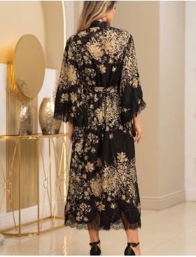 Длинное шелковое кимоно Mia-Amore VERSALLE 4399, Цвет: черный, Размеры: S/M, изображение 4