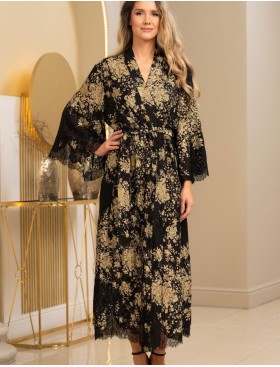 Длинное шелковое кимоно Mia-Amore VERSALLE 4399, Цвет: черный, Размеры: S/M, изображение 2