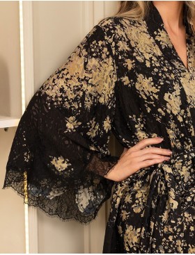 Длинное шелковое кимоно Mia-Amore VERSALLE 4399, Цвет: черный, Размеры: S/M, изображение 5