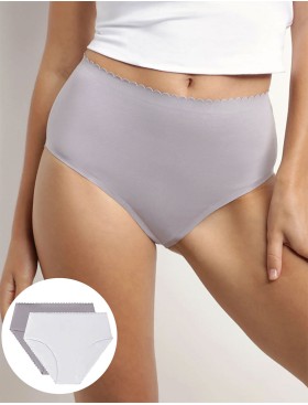 Набор хлопковых трусов Dim BODY TOUCH 0DFP (2 шт) белый и серый, Цвет: белый/серый, Размеры: XXS/XS, изображение 4