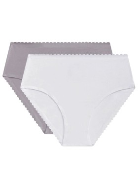 Набор хлопковых трусов Dim BODY TOUCH 0DFP (2 шт) белый и серый, Цвет: белый/серый, Размеры: XXS/XS, изображение 3