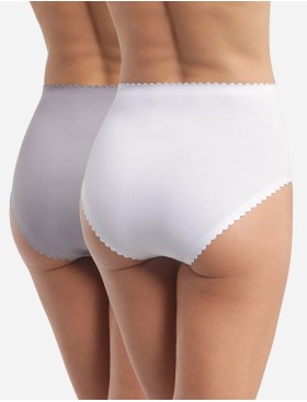 Набор хлопковых трусов Dim BODY TOUCH 0DFP (2 шт) белый и серый, Цвет: белый/серый, Размеры: XXS/XS, изображение 2