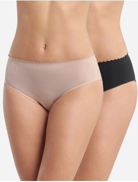 Набор хлопковых трусов Dim BODY TOUCH 0DFQ (2 шт) телесный и черный, Цвет: телесный/черный, Размеры: L/XL