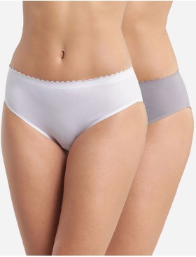 Набор хлопковых трусов Dim BODY TOUCH 0DFQ (2 шт) белый и серый, Цвет: белый/серый, Размеры: XXS/XS