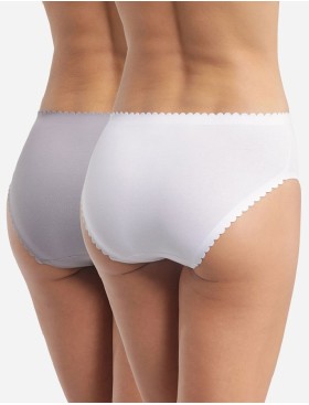 Набор хлопковых трусов Dim BODY TOUCH 0DFQ (2 шт) белый и серый, Цвет: белый/серый, Размеры: XXS/XS, изображение 2