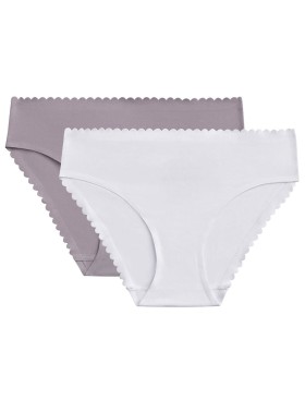 Набор хлопковых трусов Dim BODY TOUCH 0DFQ (2 шт) белый и серый, Цвет: белый/серый, Размеры: XXS/XS, изображение 3