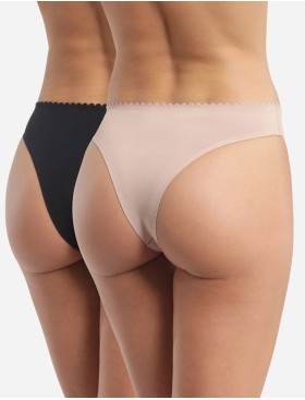 Набор хлопковых стрингов Dim BODY TOUCH 0DFR (2 шт) телесный и черный, Цвет: телесный/черный, Размеры: XXS/XS, изображение 2