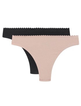 Набор хлопковых стрингов Dim BODY TOUCH 0DFR (2 шт) телесный и черный, Цвет: телесный/черный, Размеры: XXS/XS, изображение 3