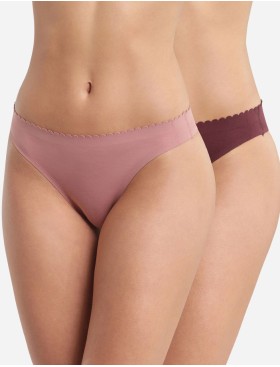 Набор хлопковых стрингов Dim BODY TOUCH 0DFR (2 шт) розовый и бордовый, Цвет: розовый/бордовый, Размеры: L/XL