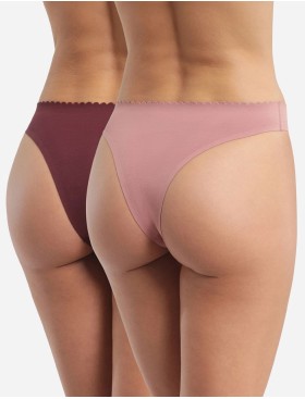 Набор хлопковых стрингов Dim BODY TOUCH 0DFR (2 шт) розовый и бордовый, Цвет: розовый/бордовый, Размеры: L/XL, изображение 2