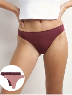 Набор хлопковых стрингов Dim BODY TOUCH 0DFR (2 шт) розовый и бордовый, Цвет: розовый/бордовый, Размеры: L/XL, изображение 4