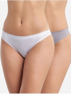 Набор хлопковых стрингов Dim BODY TOUCH 0DFR (2 шт) белый и серый, Цвет: белый/серый, Размеры: S/M