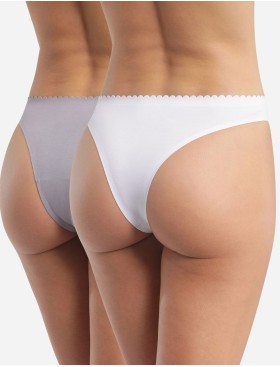 Набор хлопковых стрингов Dim BODY TOUCH 0DFR (2 шт) белый и серый, Цвет: белый/серый, Размеры: S/M, изображение 2