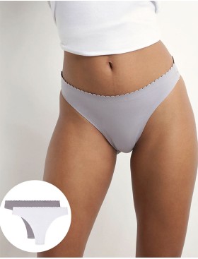 Набор хлопковых стрингов Dim BODY TOUCH 0DFR (2 шт) белый и серый, Цвет: белый/серый, Размеры: S/M, изображение 4