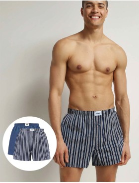 Свободные трусы шорты 2 шт. Dim 0DI6 полоски/индиго батик, Цвет: полоски/индиго батик, Размеры: M