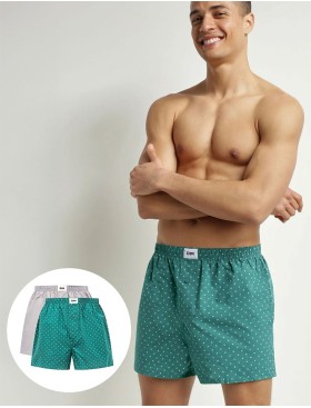 Свободные трусы шорты 2 шт. Dim 0DI6 зеленый набивной/серый, Цвет: зеленый набивной/сер, Размеры: L