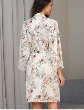 Шелковый запашной халат Mia-Amore EDEN 5173, Цвет: молочный, Размеры: 2XL/3XL, изображение 2