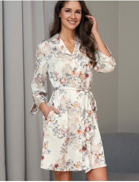 Шелковая рубашка-халат Mia-Amore EDEN 5174, Цвет: молочный, Размеры: S, изображение 4