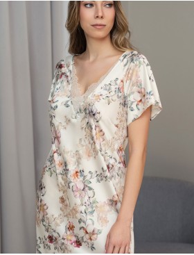 Длинная сорочка из шелка Mia-Amore EDEN 5177, Цвет: молочный, Размеры: L, изображение 3