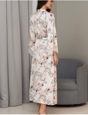 Шелковый халат макси Mia-Amore EDEN 5179, Цвет: молочный, Размеры: L/XL, изображение 3