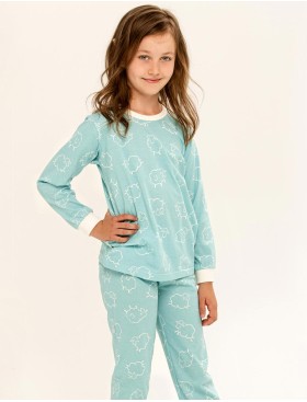 Хлопковая пижама для девочек Taro ABI 3273-3274-01, Цвет: бирюзовый, Размеры: 104