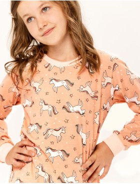 Хлопковая пижама для девочек Taro ABI 3273-3274-02, Цвет: оранжевый, Размеры: 104