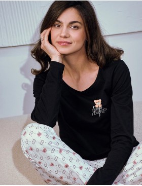 Женская хлопковая пижама с брюками Taro POLLY 3231-01, Цвет: черный, Размеры: L, изображение 3