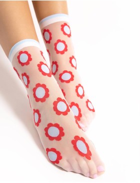 Носки с цветочным узором Fiore 1156/G MIA 20 den, Цвет: шампань/красный, Размеры: UN