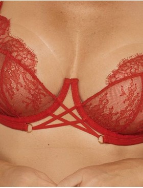 Кружевной мягкий бюстгальтер Kinga 1155-SC LOVE красный, Цвет: красный, Размеры: 65F, изображение 5