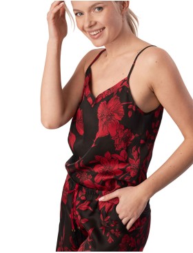 Пижама топ и шорты из вискозы Mefemi ROSALIA pajamas, Цвет: чёрно-красный, Размеры: L, изображение 3