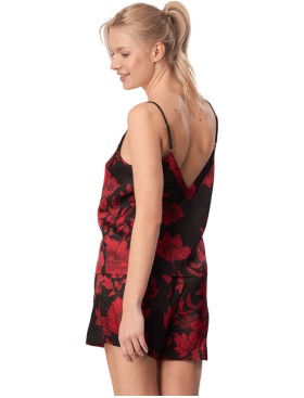 Пижама топ и шорты из вискозы Mefemi ROSALIA pajamas, Цвет: чёрно-красный, Размеры: L, изображение 2