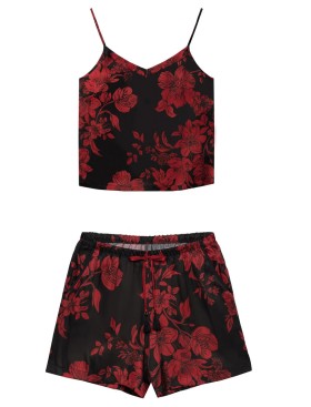 Пижама топ и шорты из вискозы Mefemi ROSALIA pajamas, Цвет: чёрно-красный, Размеры: L, изображение 5