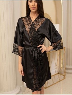 Короткий халат из шелка Mia-Amore BAGIRA 4433 черный, Цвет: черный, Размеры: 2XL/3XL