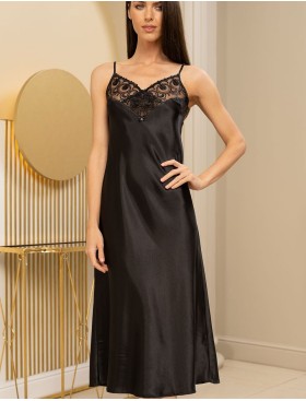 Длинная шелковая сорочка Mia-Amore BAGIRA 4437 черный, Цвет: черный, Размеры: 2XL, изображение 2