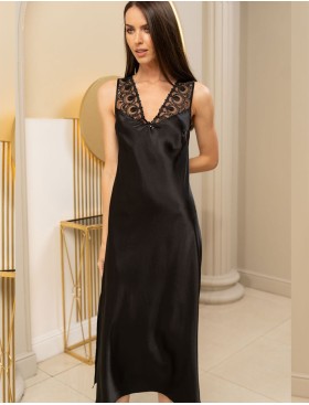 Сорочка из натурального шёлка Mia-Amore BAGIRA 4438 черный, Цвет: черный, Размеры: 2XL