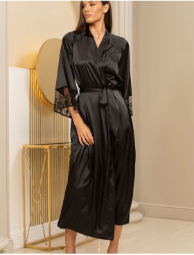 Длинный халат из шелка Mia-Amore BAGIRA 4439 черный, Цвет: черный, Размеры: 4XL/5XL, изображение 2