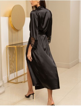 Длинный халат из шелка Mia-Amore BAGIRA 4439 черный, Цвет: черный, Размеры: 4XL/5XL, изображение 3