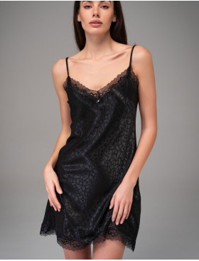 Сорочка короткая атласная Mia-Amore JOANNA 7310 черный, Цвет: черный, Размеры: S