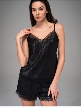 Атласный комплект топ и шорты Mia-Amore JOANNA 7312 черный, Цвет: черный, Размеры: XS